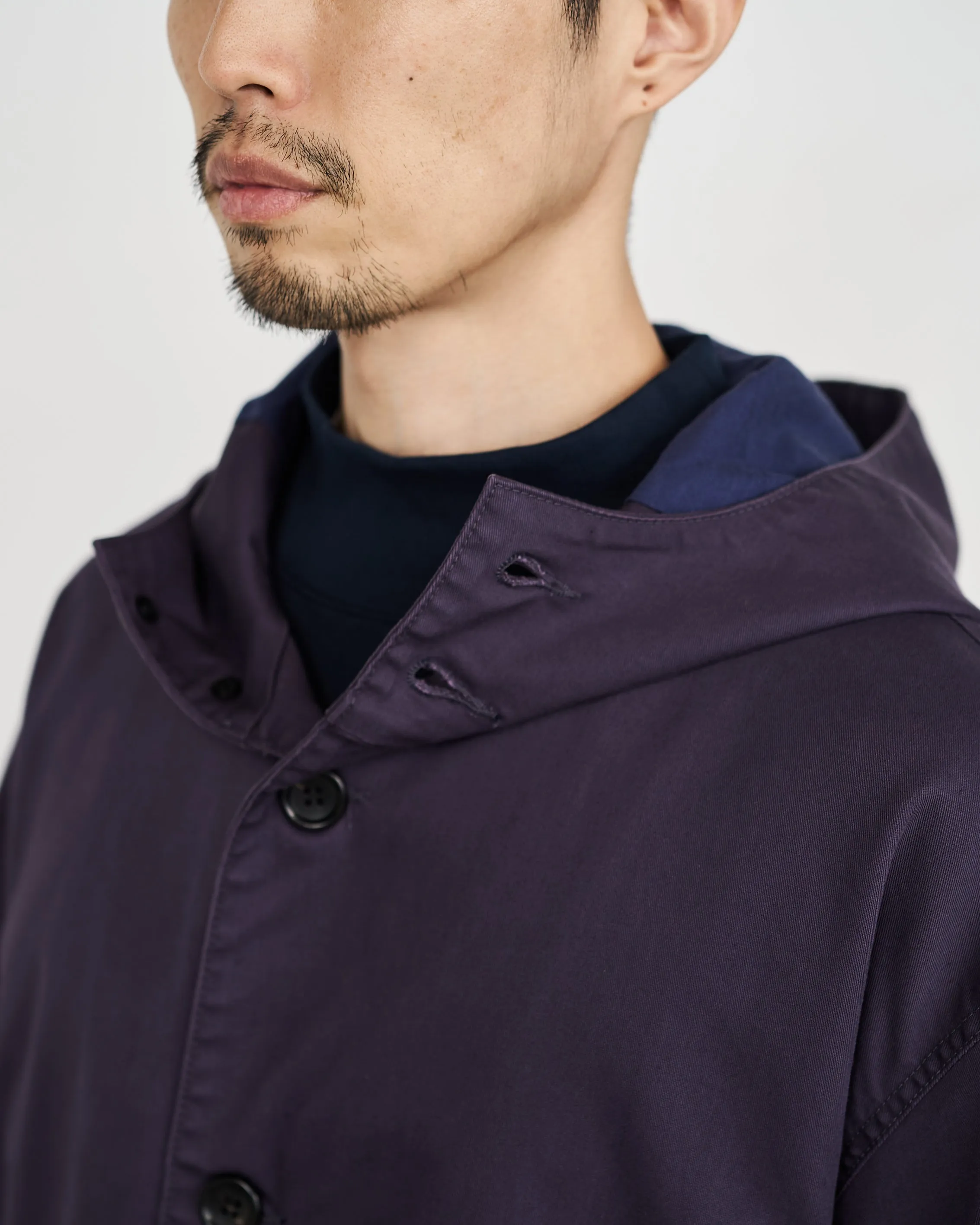 -SALE- Pigment Drill Oversized Hooded Coat