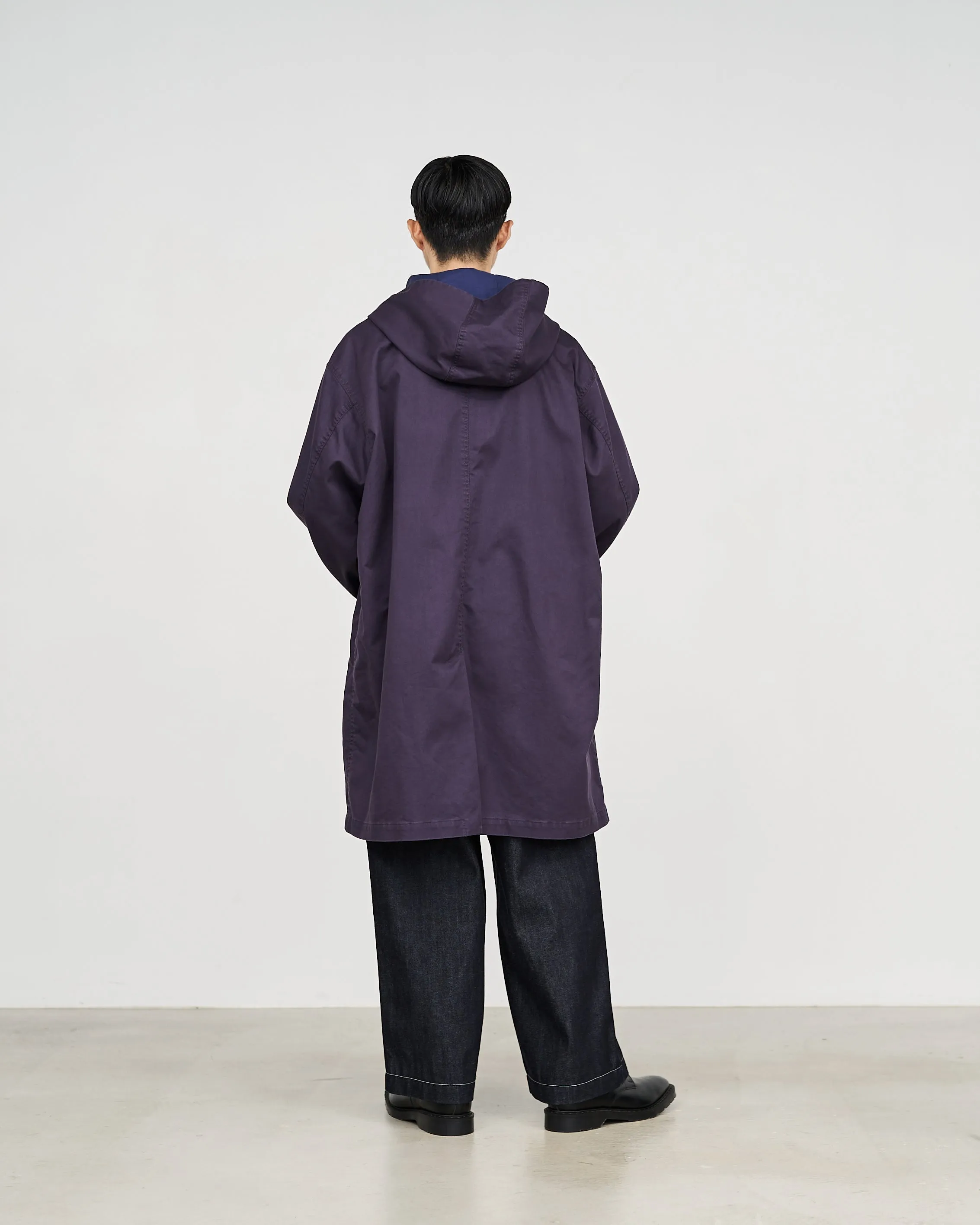 -SALE- Pigment Drill Oversized Hooded Coat