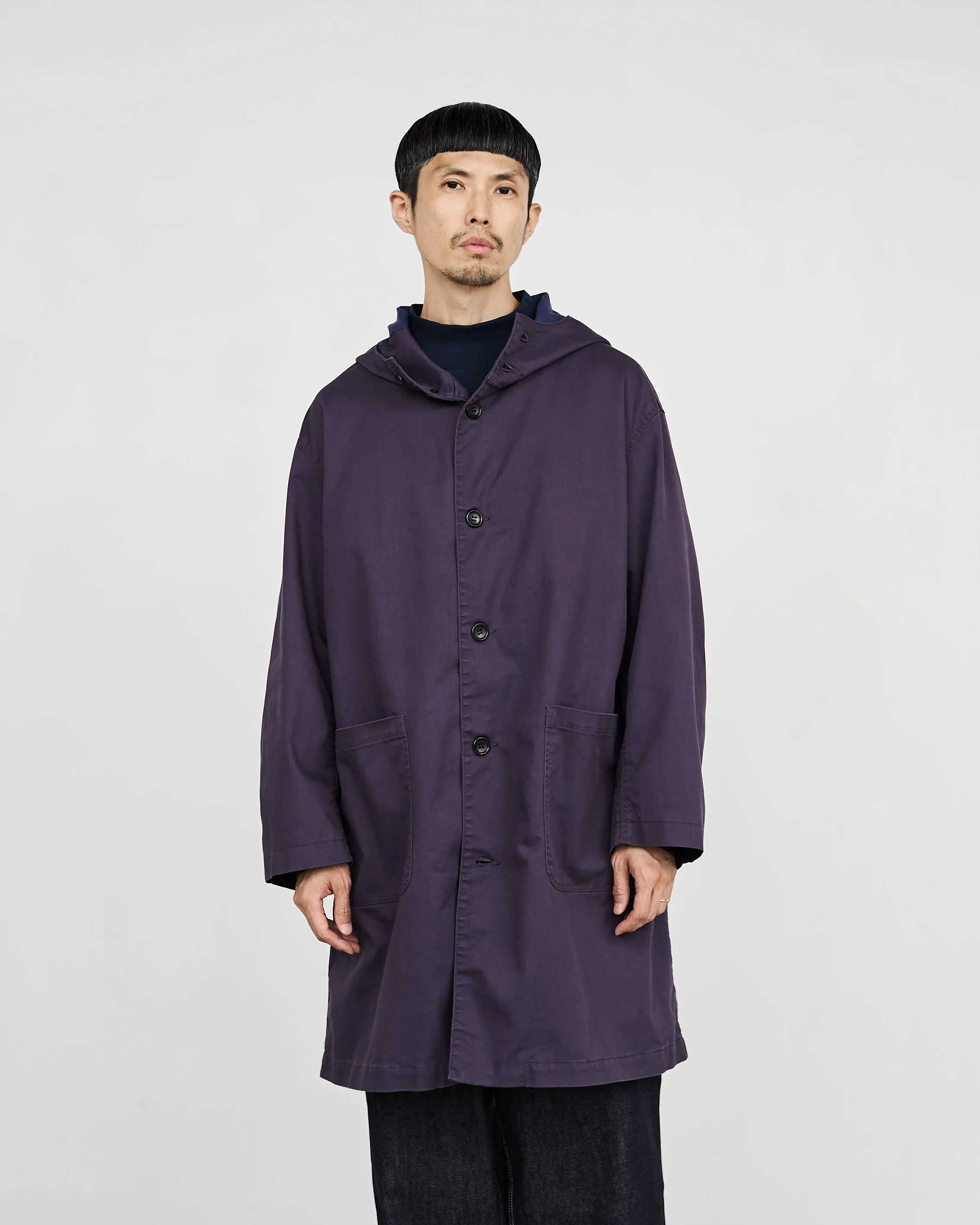 -SALE- Pigment Drill Oversized Hooded Coat