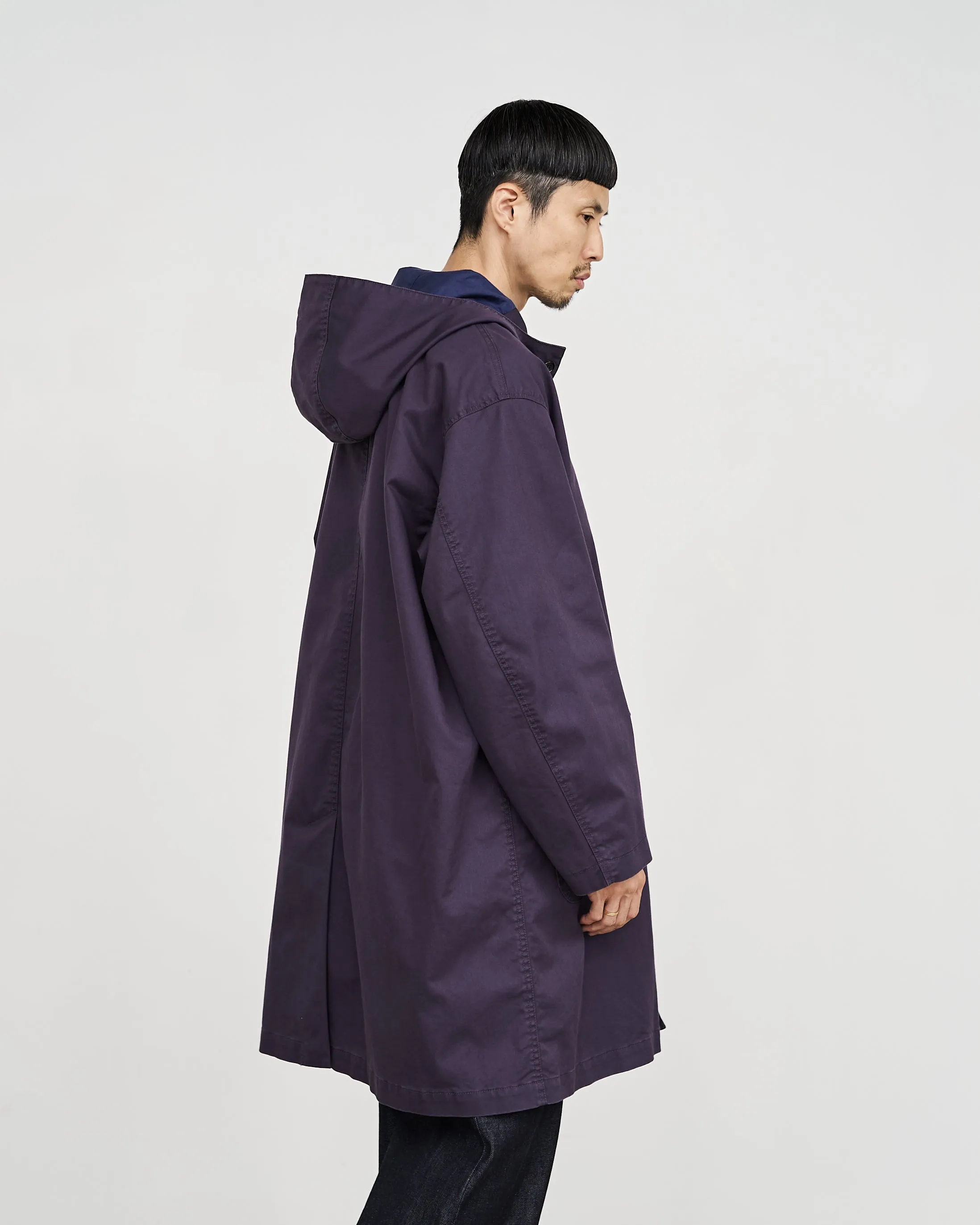 -SALE- Pigment Drill Oversized Hooded Coat