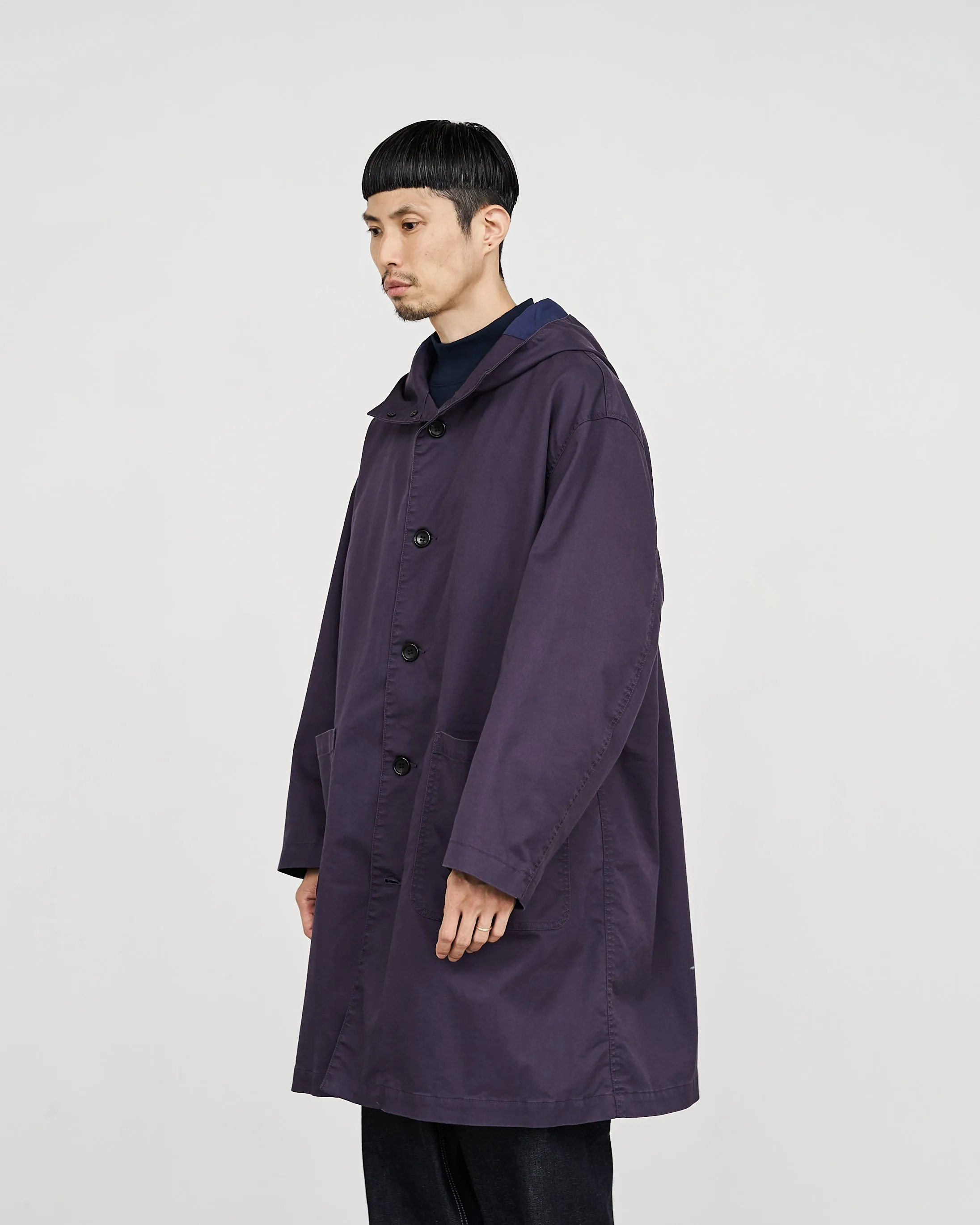 -SALE- Pigment Drill Oversized Hooded Coat