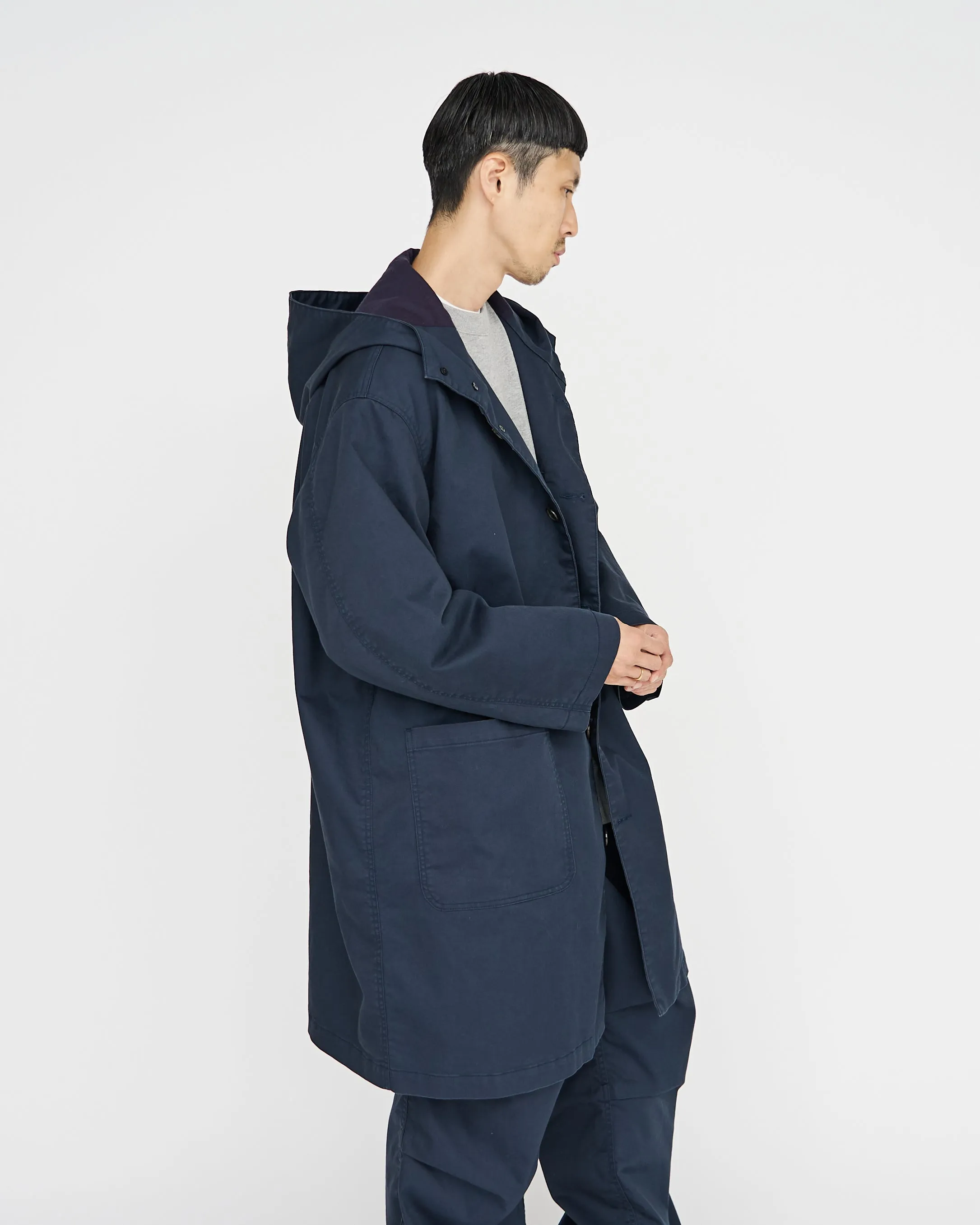 -SALE- Pigment Drill Oversized Hooded Coat