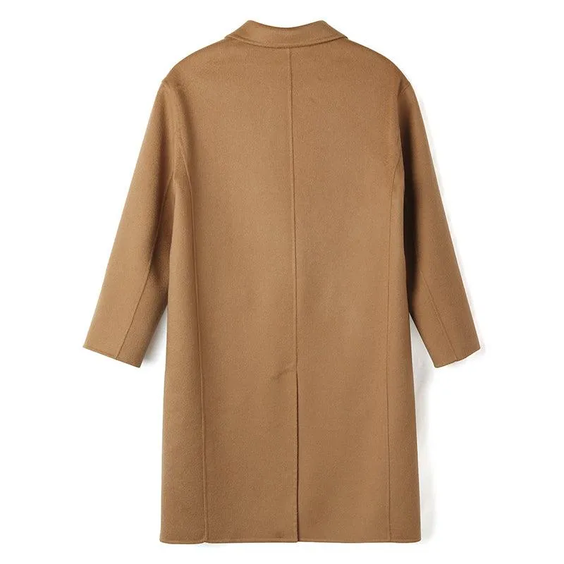 100% Cashmere One Button Cocoon Shape Coat