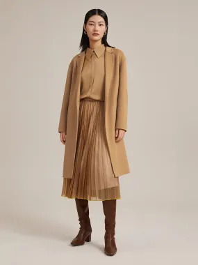 100% Cashmere One Button Cocoon Shape Coat