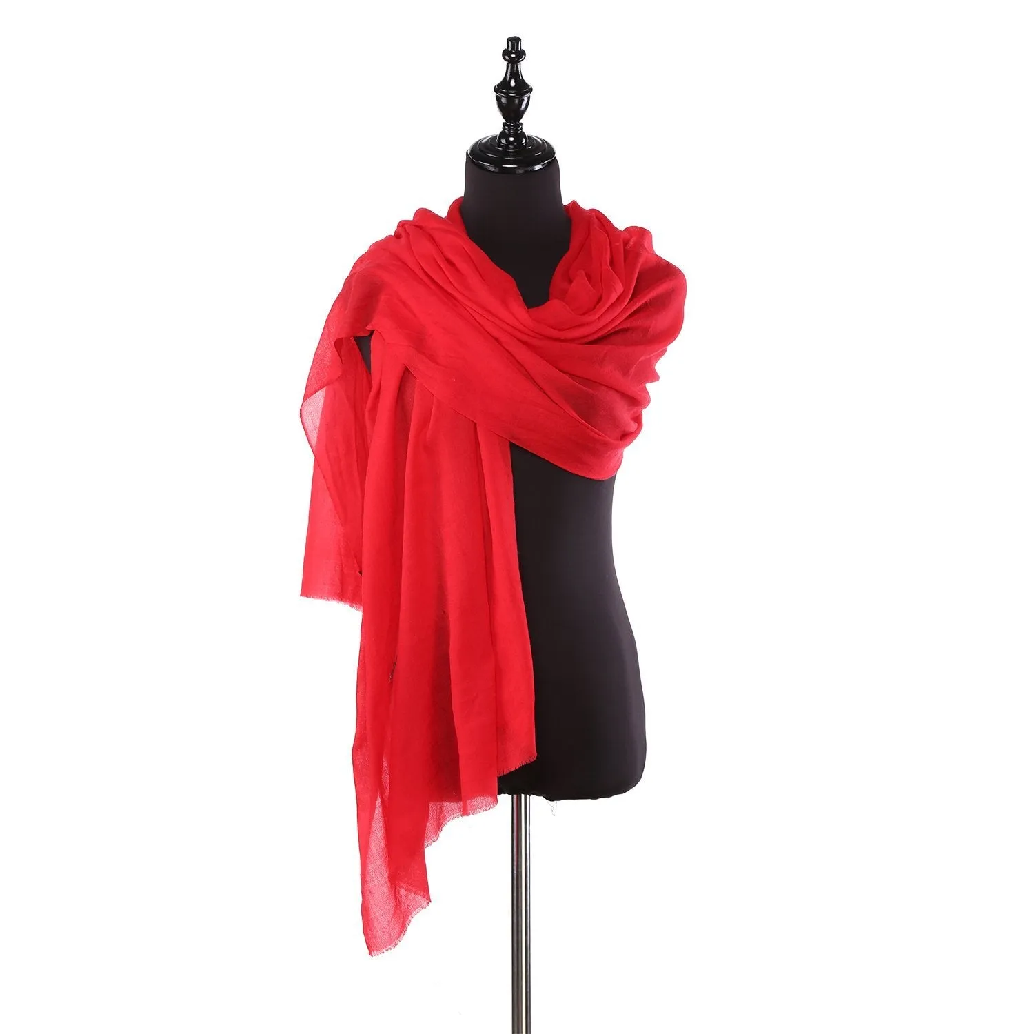 100% Wool Scarf Solid Plain Color Red WO2106