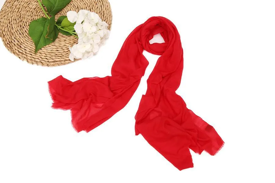 100% Wool Scarf Solid Plain Color Red WO2106