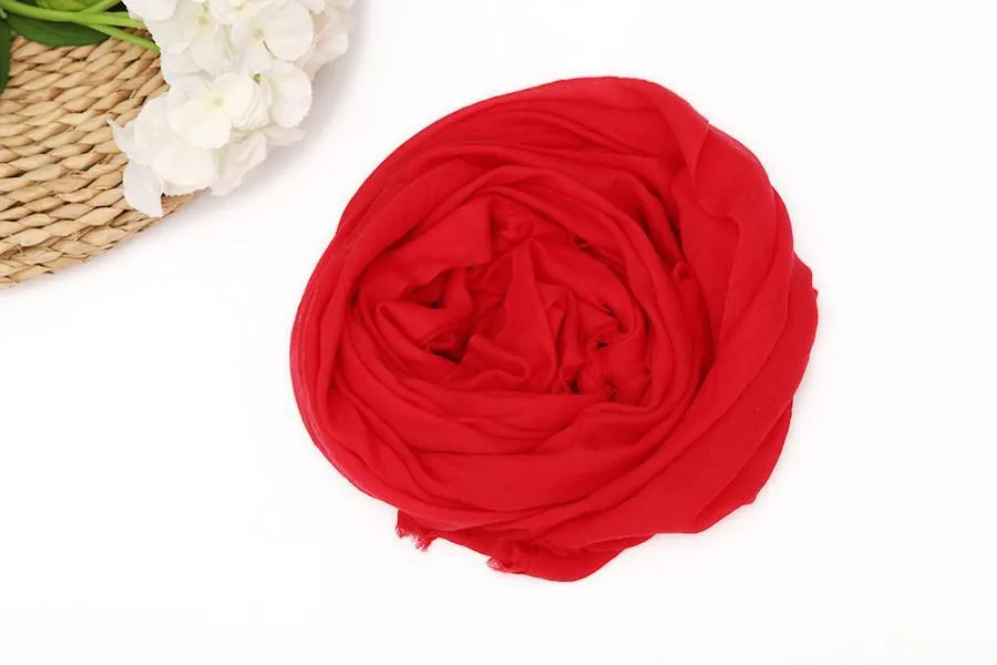 100% Wool Scarf Solid Plain Color Red WO2106