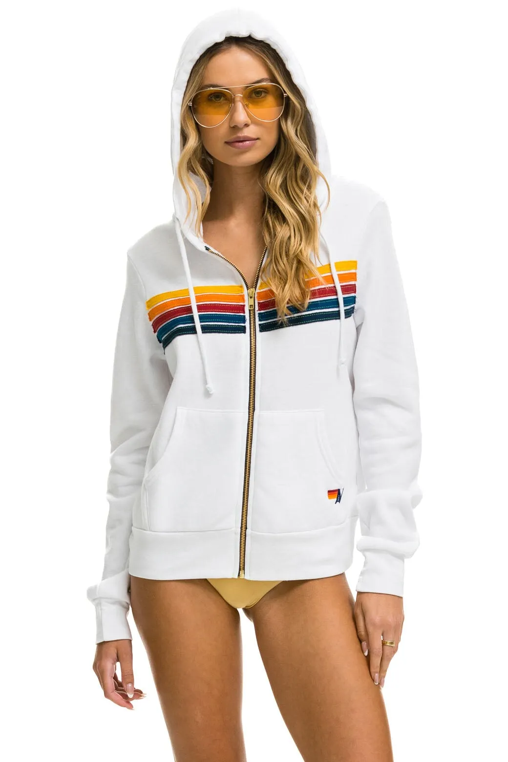 5 STRIPE HOODIE - WHITE