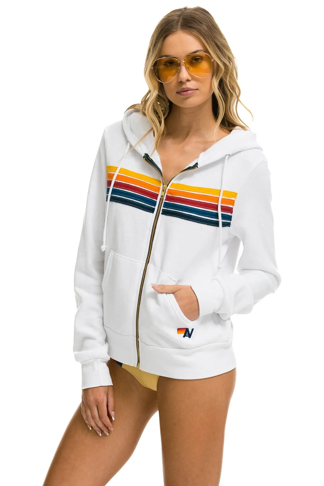 5 STRIPE HOODIE - WHITE