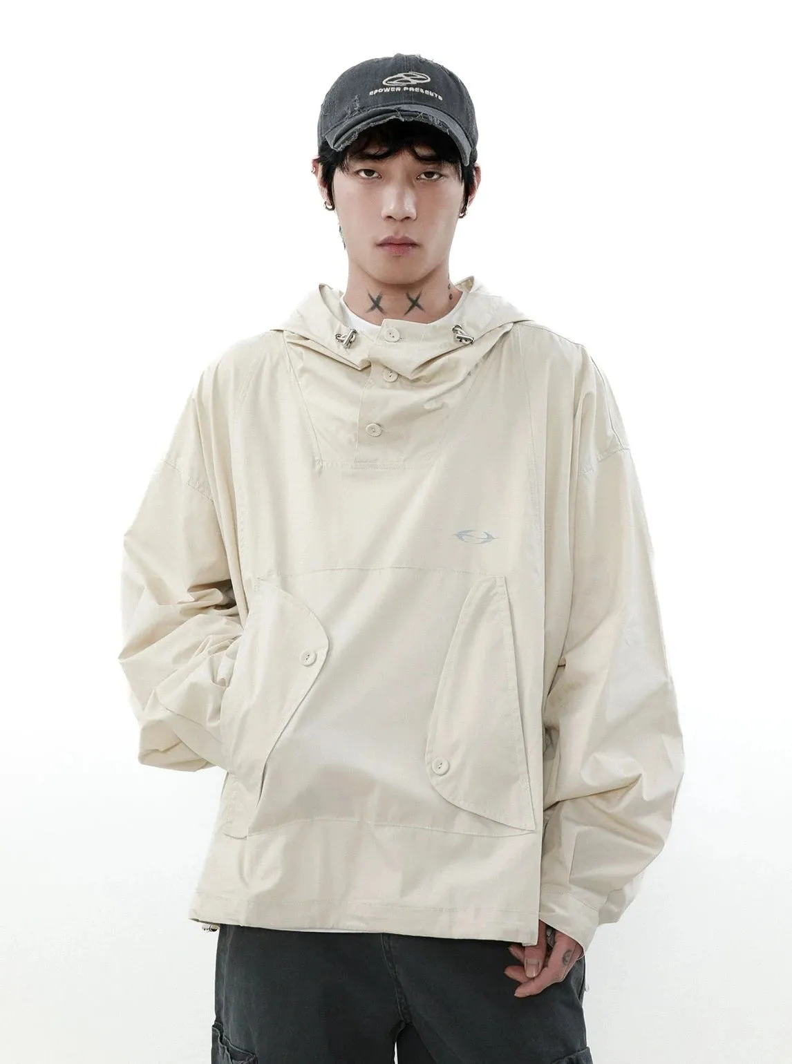 Abstract Pocket Windbreaker Jacket