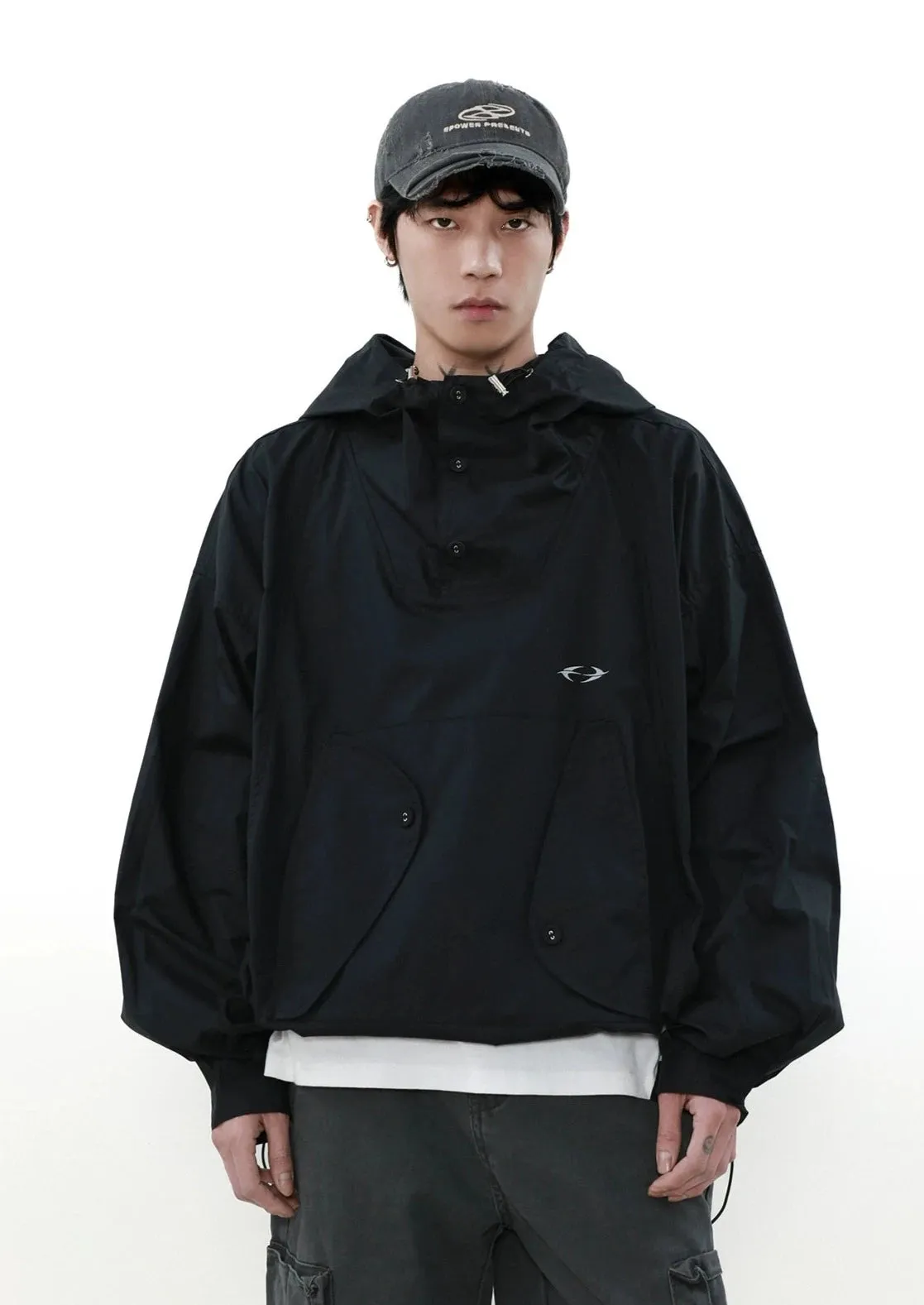 Abstract Pocket Windbreaker Jacket