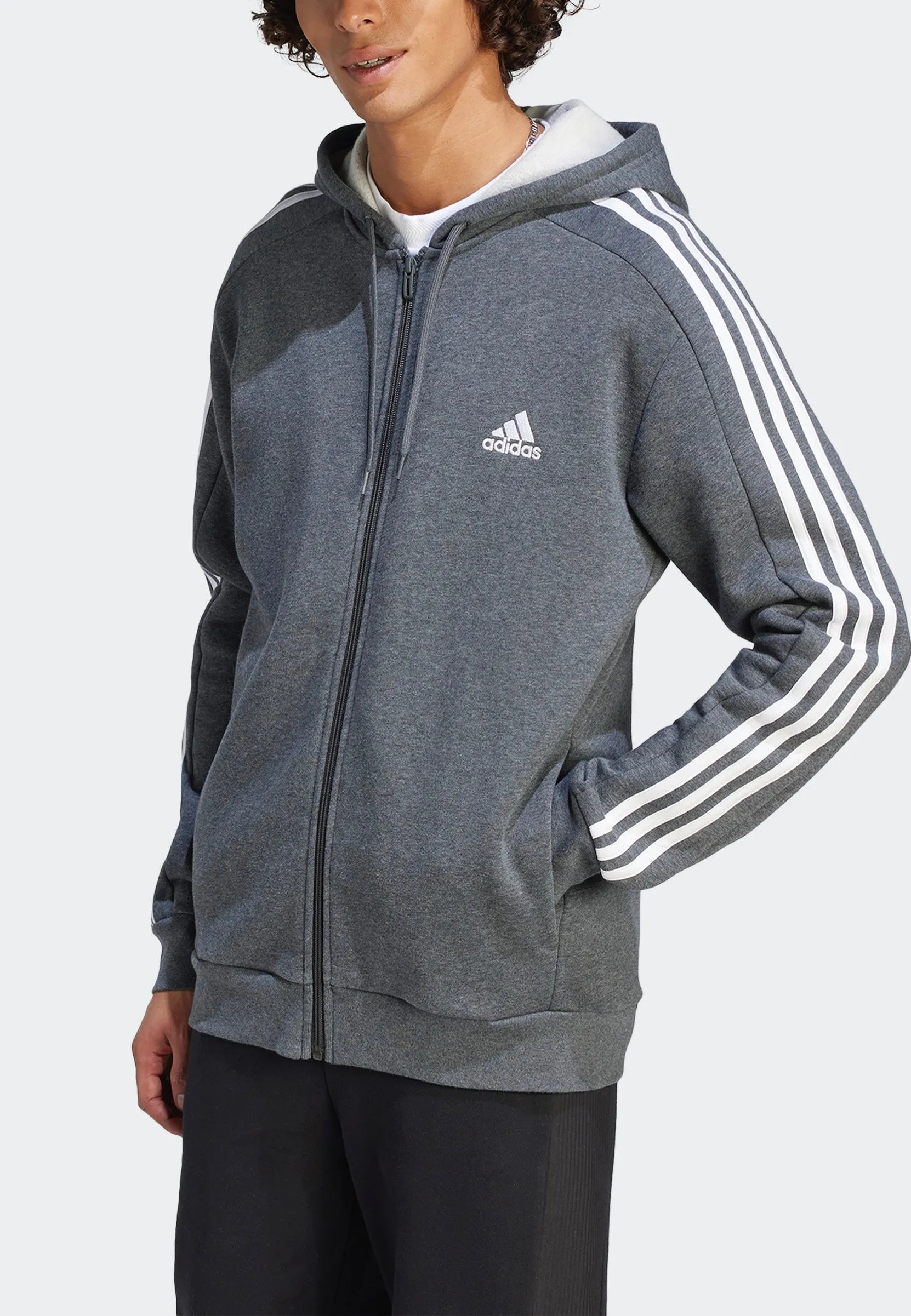 Adidas - M 3S Fl Fz Hd Dgreyh - Zipper