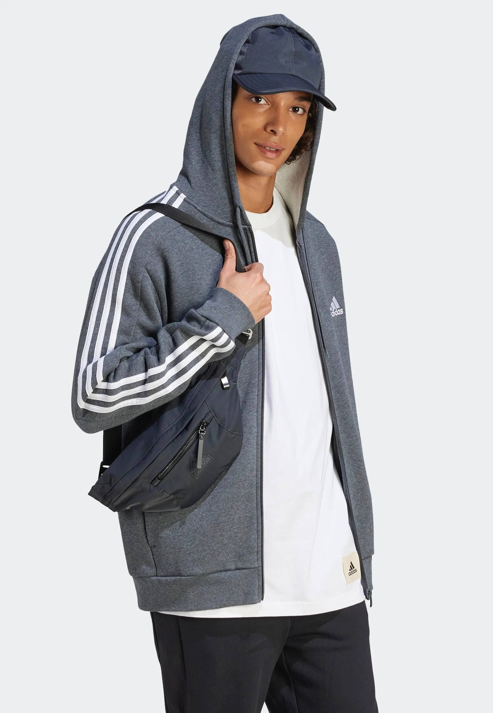 Adidas - M 3S Fl Fz Hd Dgreyh - Zipper