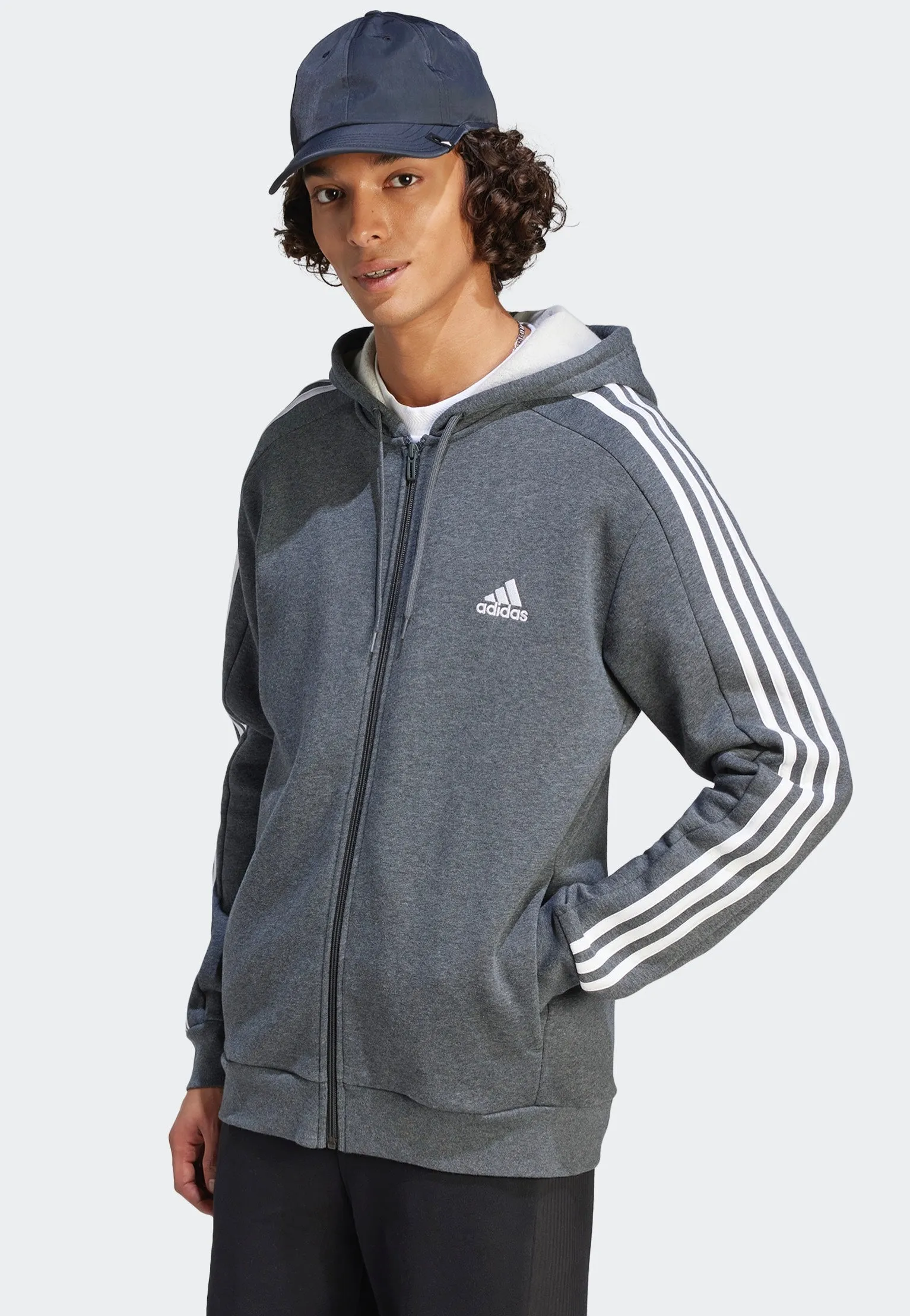 Adidas - M 3S Fl Fz Hd Dgreyh - Zipper