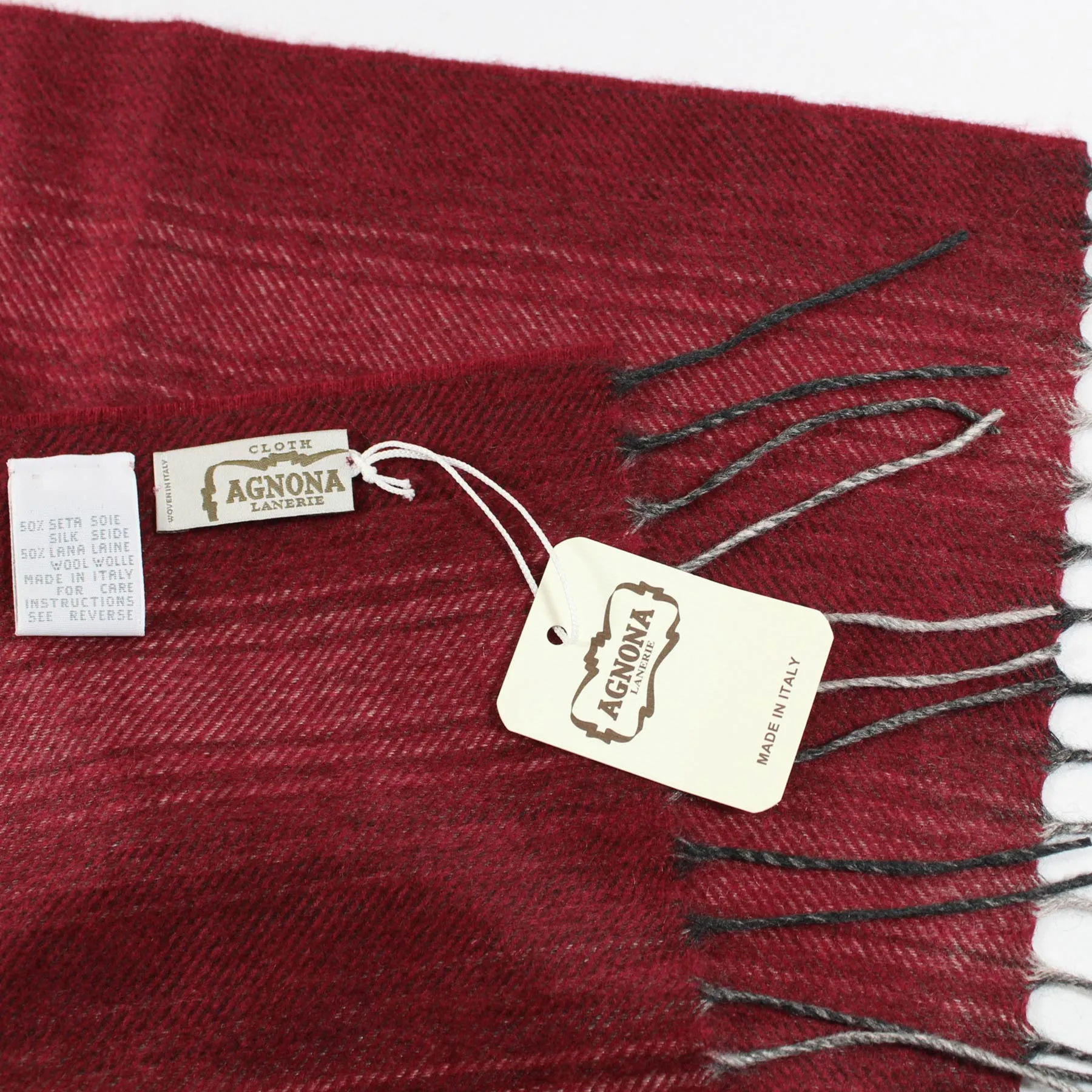 Agnona Scarf Burgundy Design - Luxury Wool Silk Shawl SALE