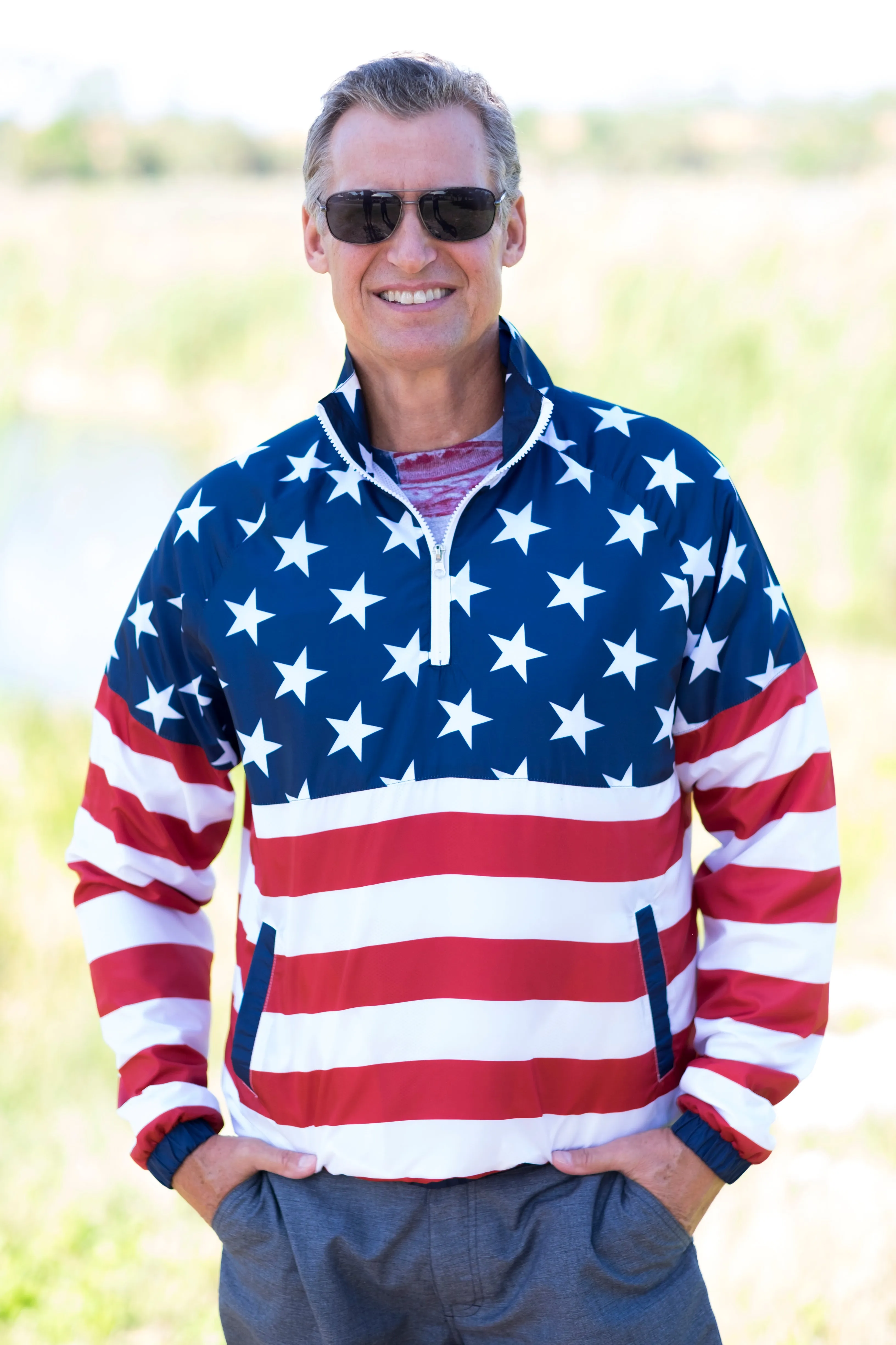 American Flag 1/4 Zip Windbreaker