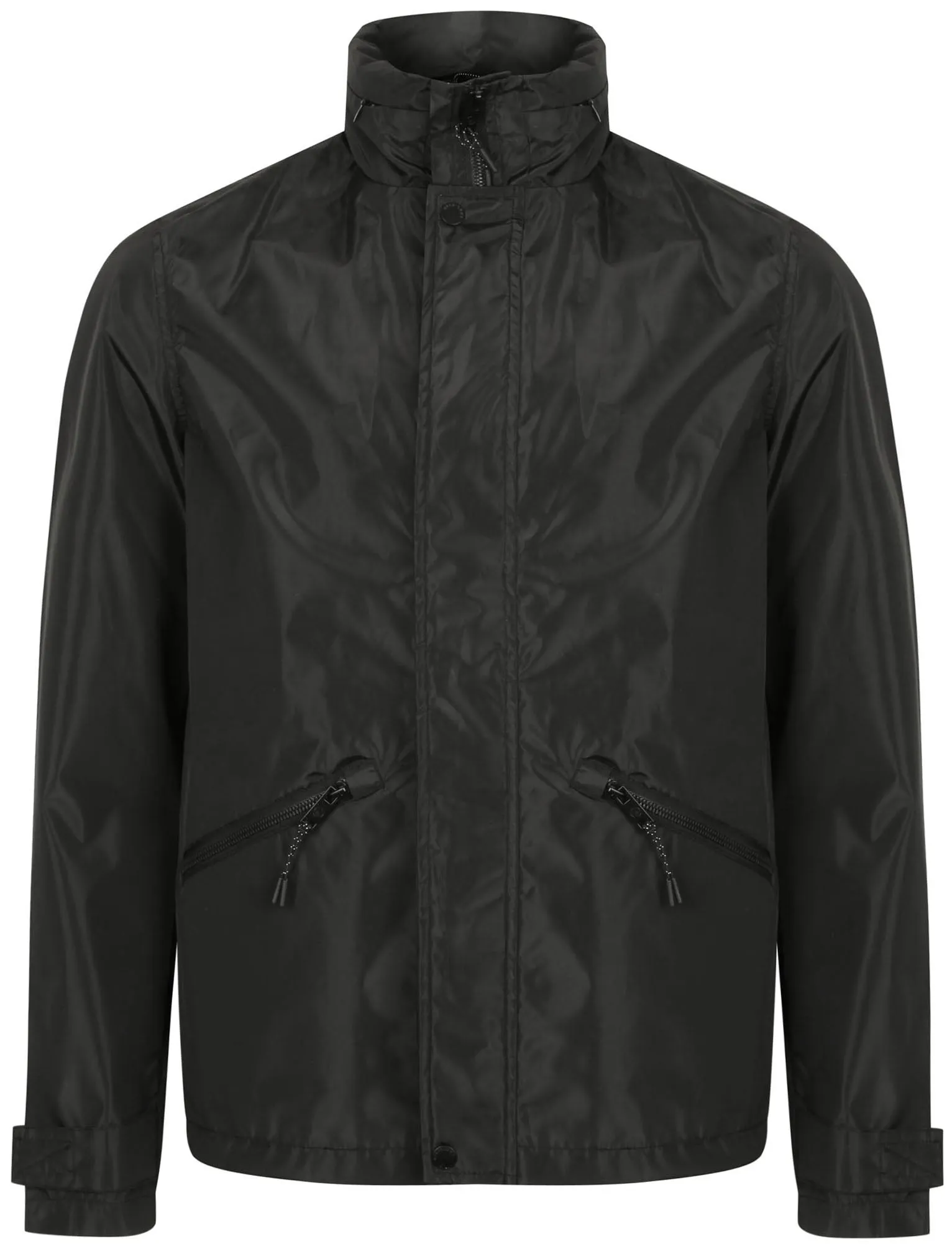 Ashlar Ripstop Windbreaker Jacket with Concealed Hood in Black - Dissident