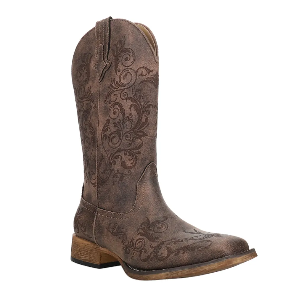 Bailey Laser Square Toe Cowboy Boots