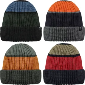 Barts Mens Breggy Stretchy Knitted Stripe Beanie Hat