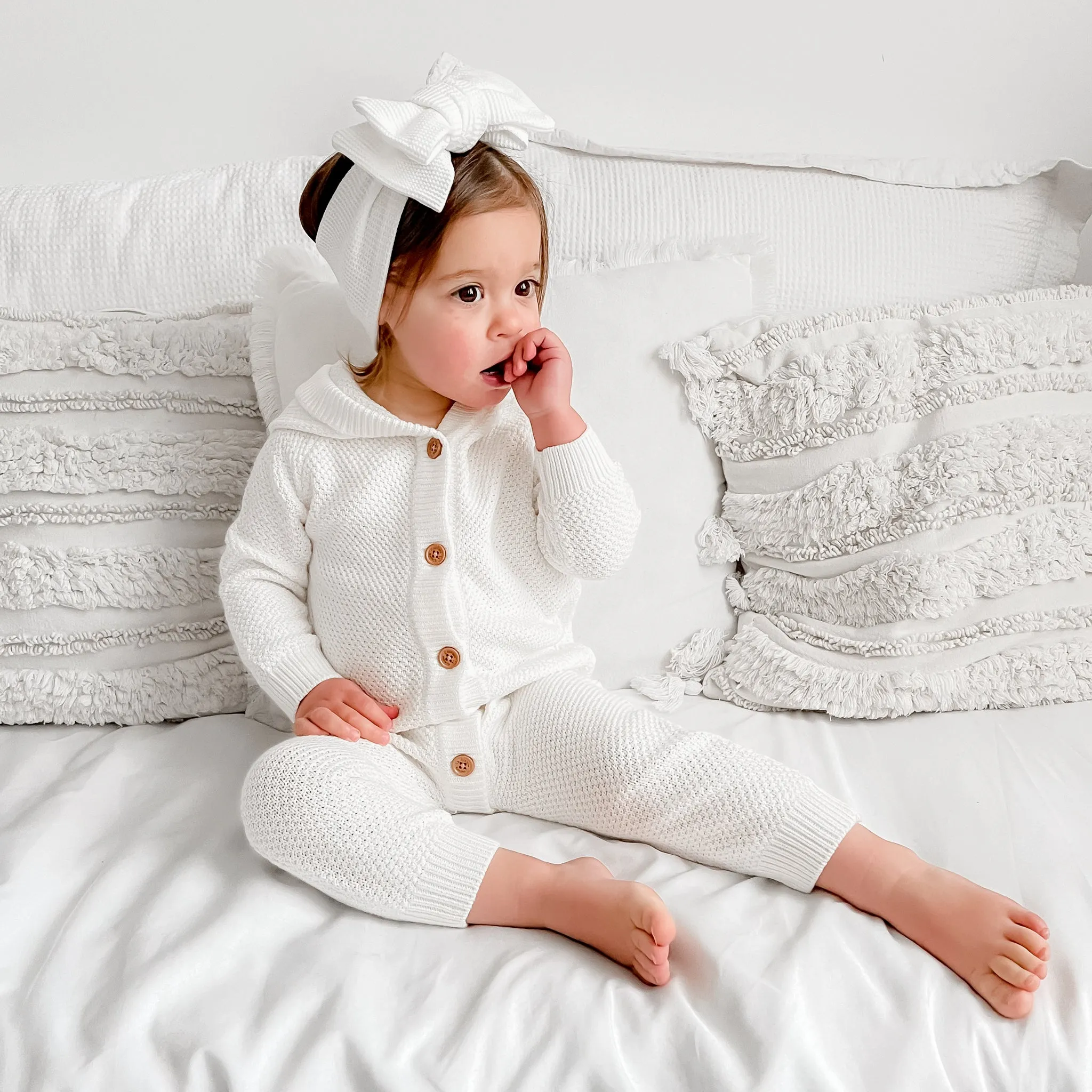 Bear Knitted Romper - Marshmallow