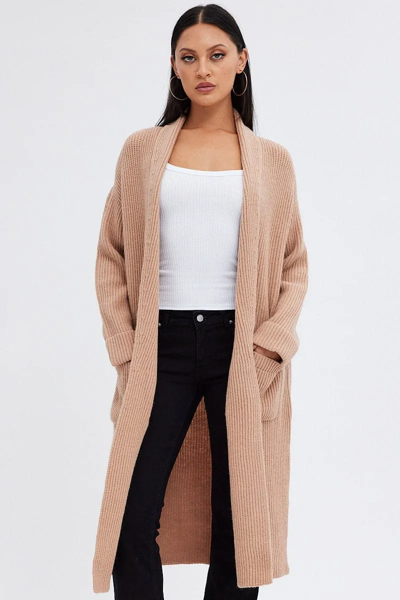 Beige Longline Cardigan