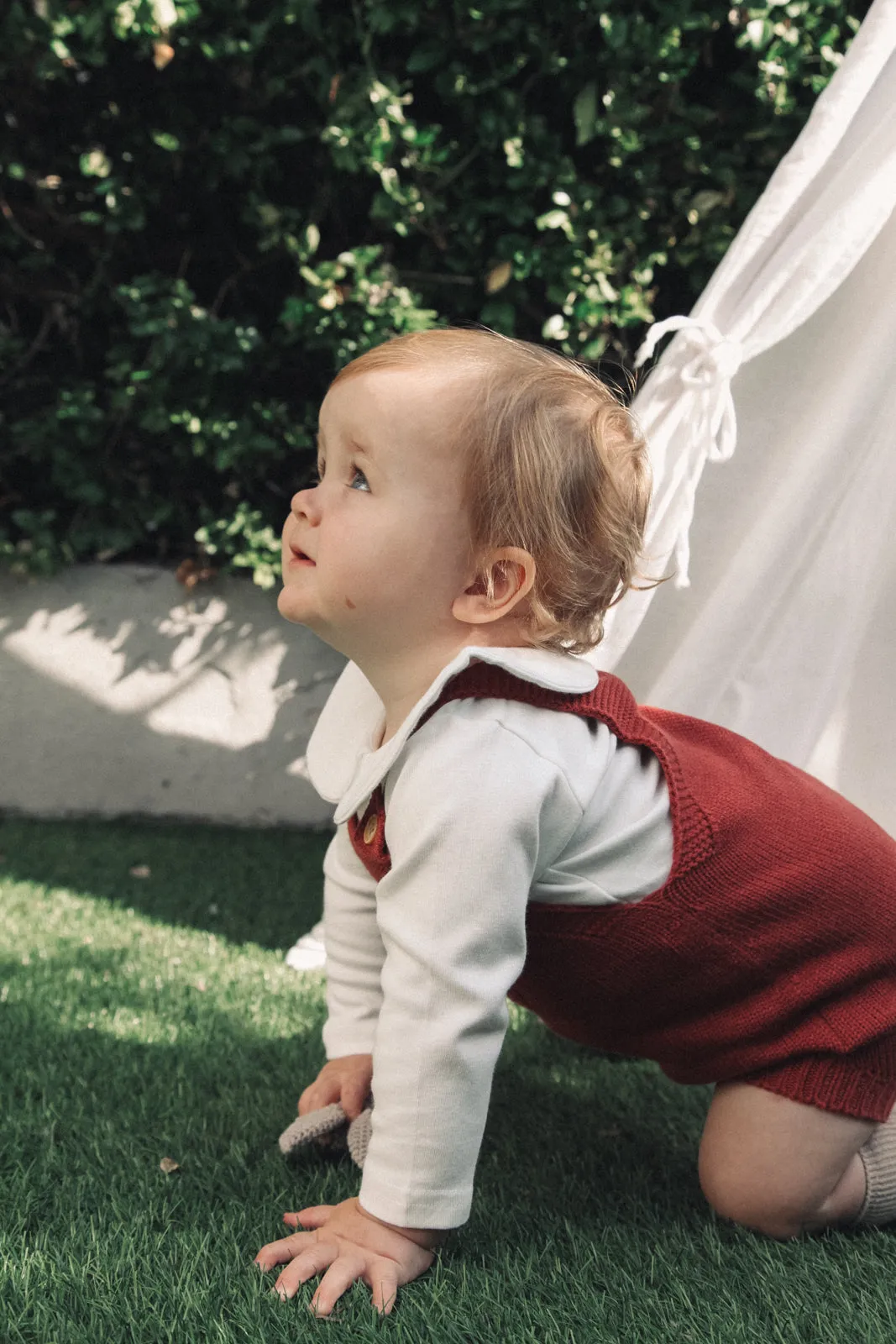 Berry Red Knitted Pocket Romper