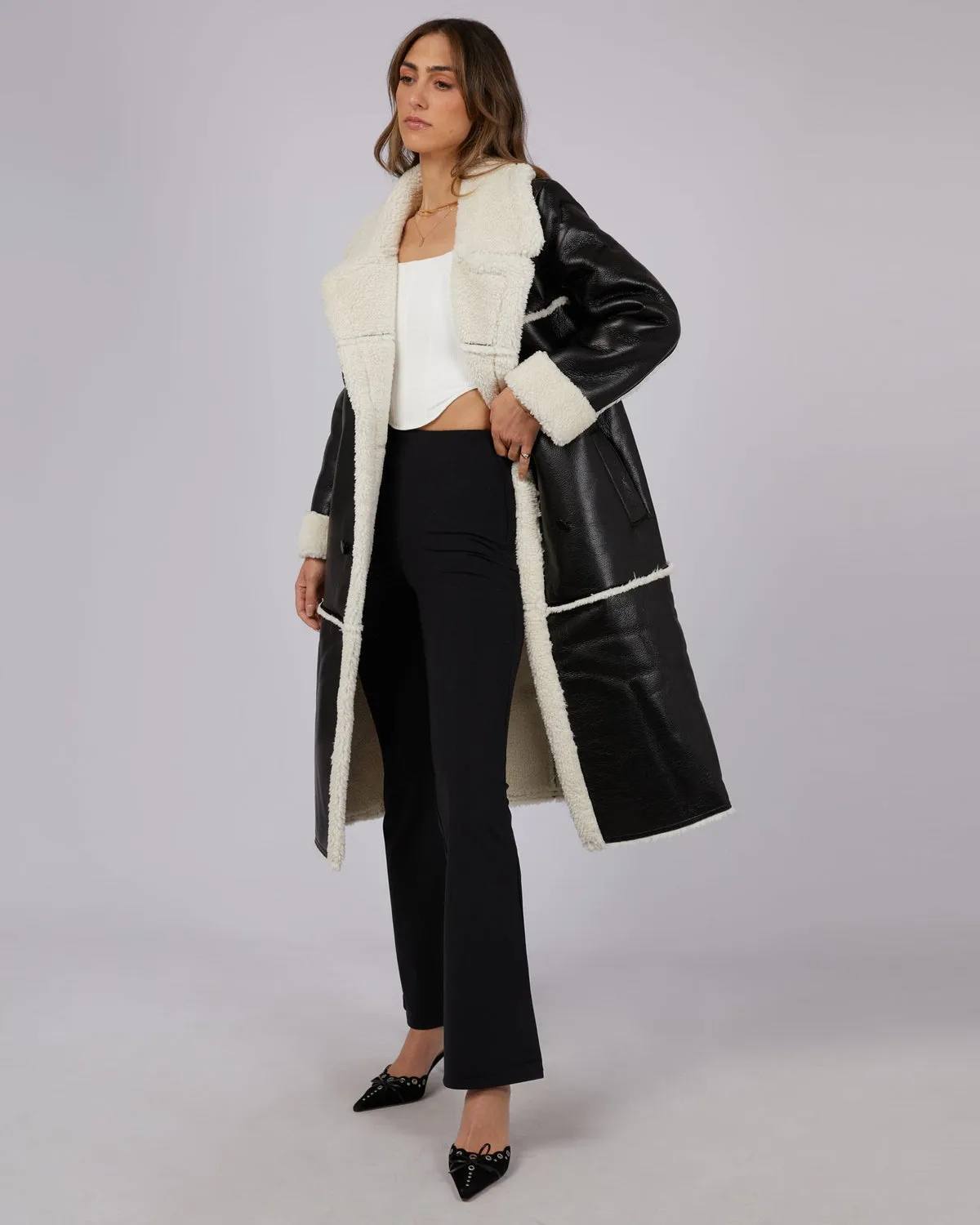 Billie Sherpa Coat | Black