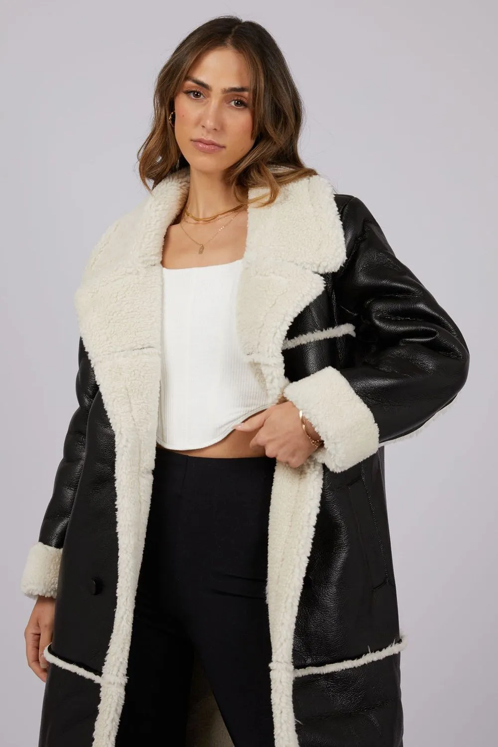 Billie Sherpa Coat | Black