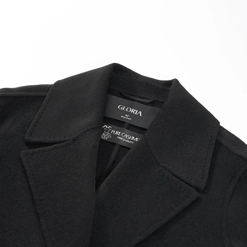 Black 100% Cashmere Wrapped Coat