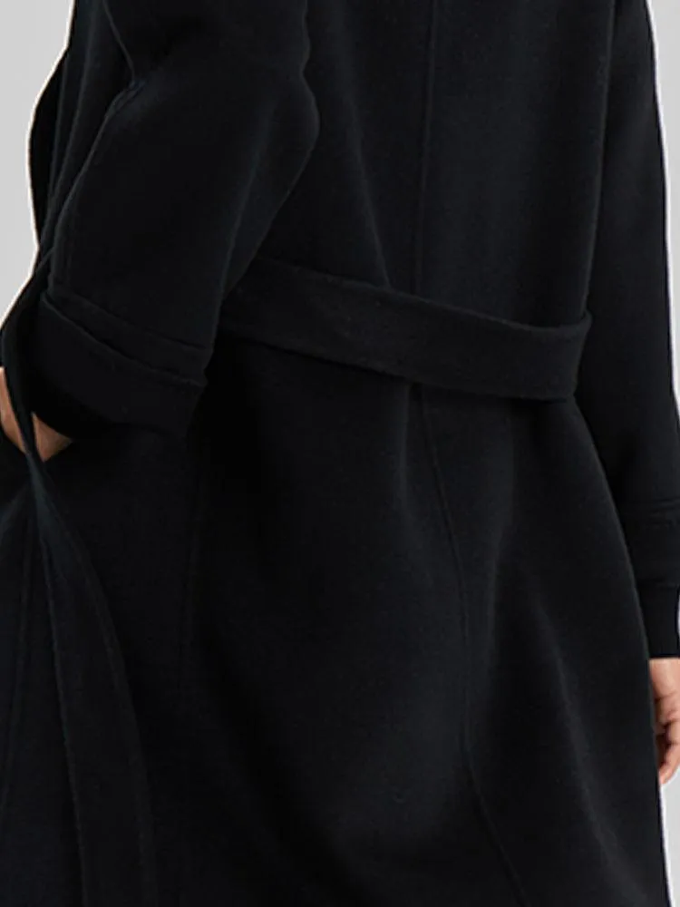 Black 100% Cashmere Wrapped Coat