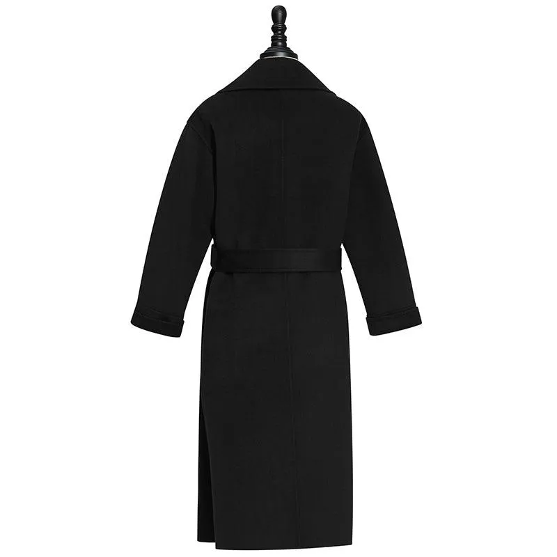 Black 100% Cashmere Wrapped Coat