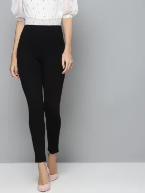 Black Back Zipper High Waist Jeggings