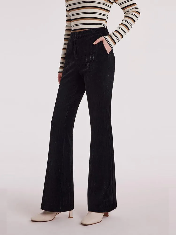 Black Knitted Flare Pants