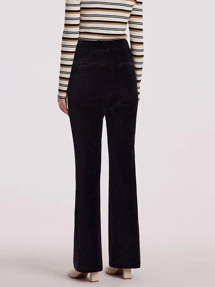 Black Knitted Flare Pants