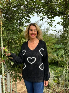 Black Knitted Heart Jumper Norah