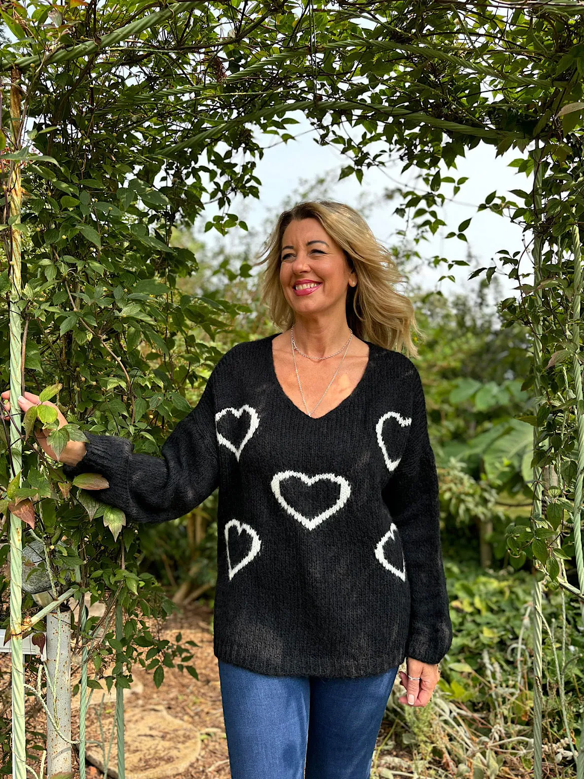 Black Knitted Heart Jumper Norah