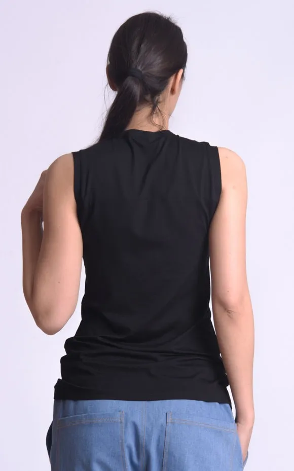 Black Sleeveless Zipper Top