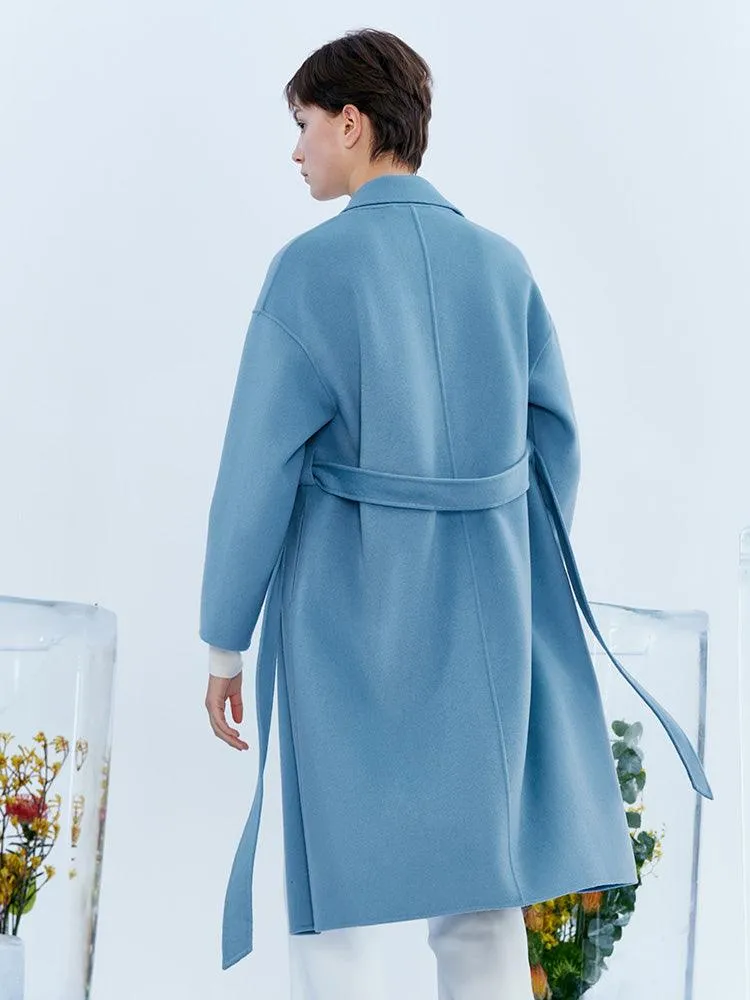 Blue Woolen Wrapped Woolen Coat