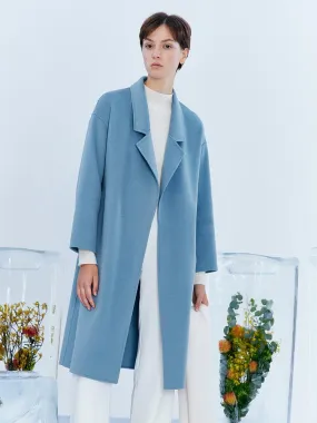 Blue Woolen Wrapped Woolen Coat