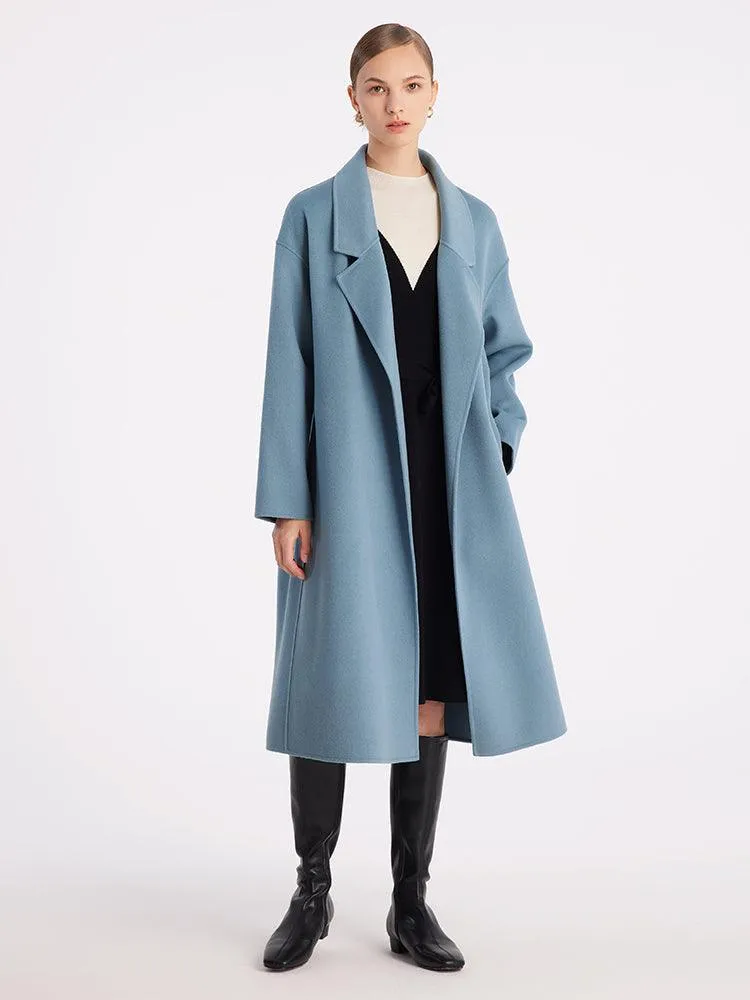 Blue Woolen Wrapped Woolen Coat