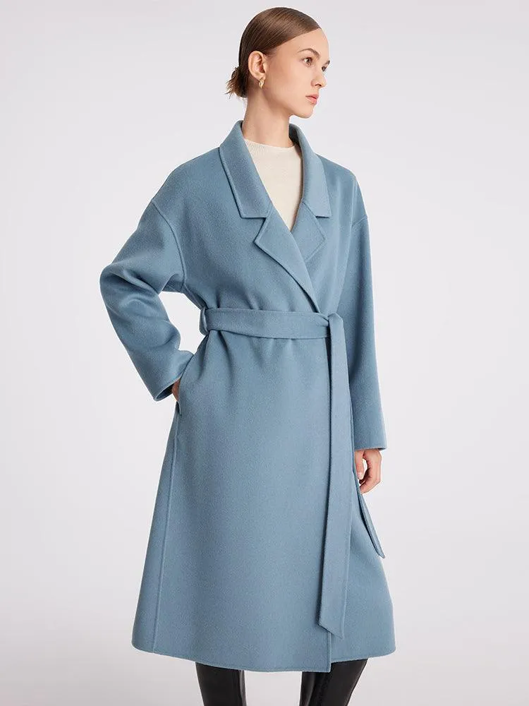 Blue Woolen Wrapped Woolen Coat