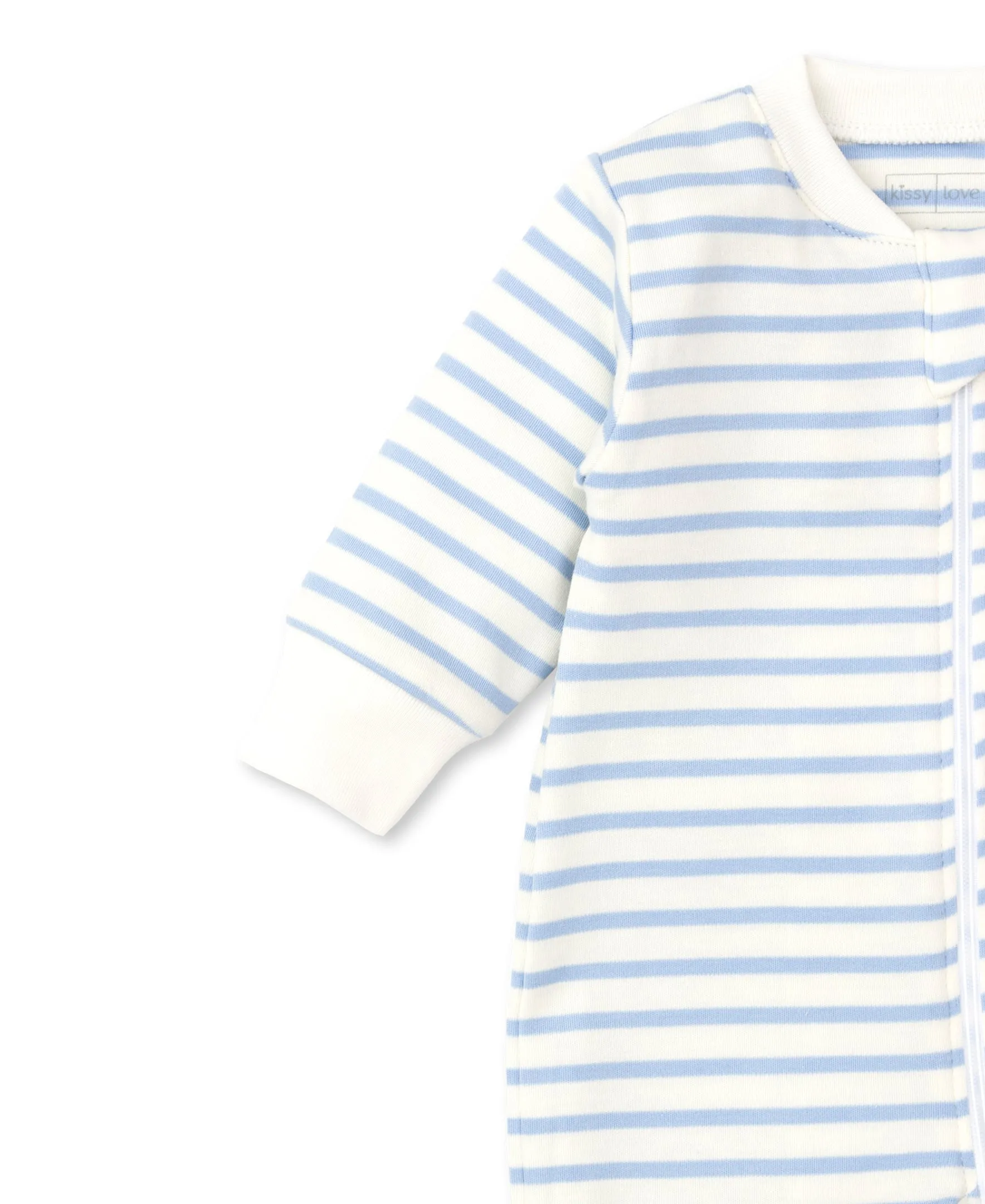 Bold Stripe Zipper Footie | Blue