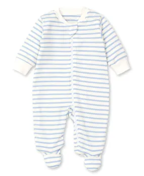 Bold Stripe Zipper Footie | Blue