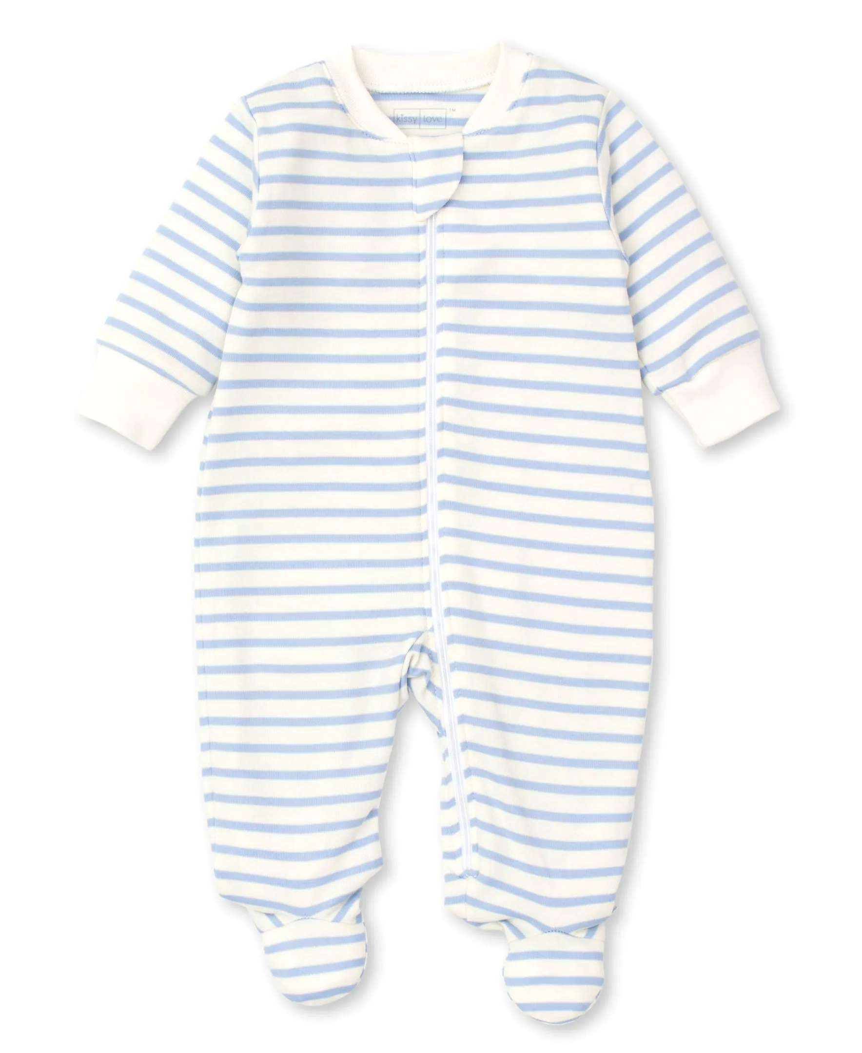 Bold Stripe Zipper Footie | Blue