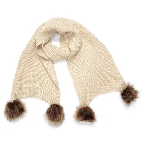 Bourkes - Wool Look Scarf with Faux Fur PomPom