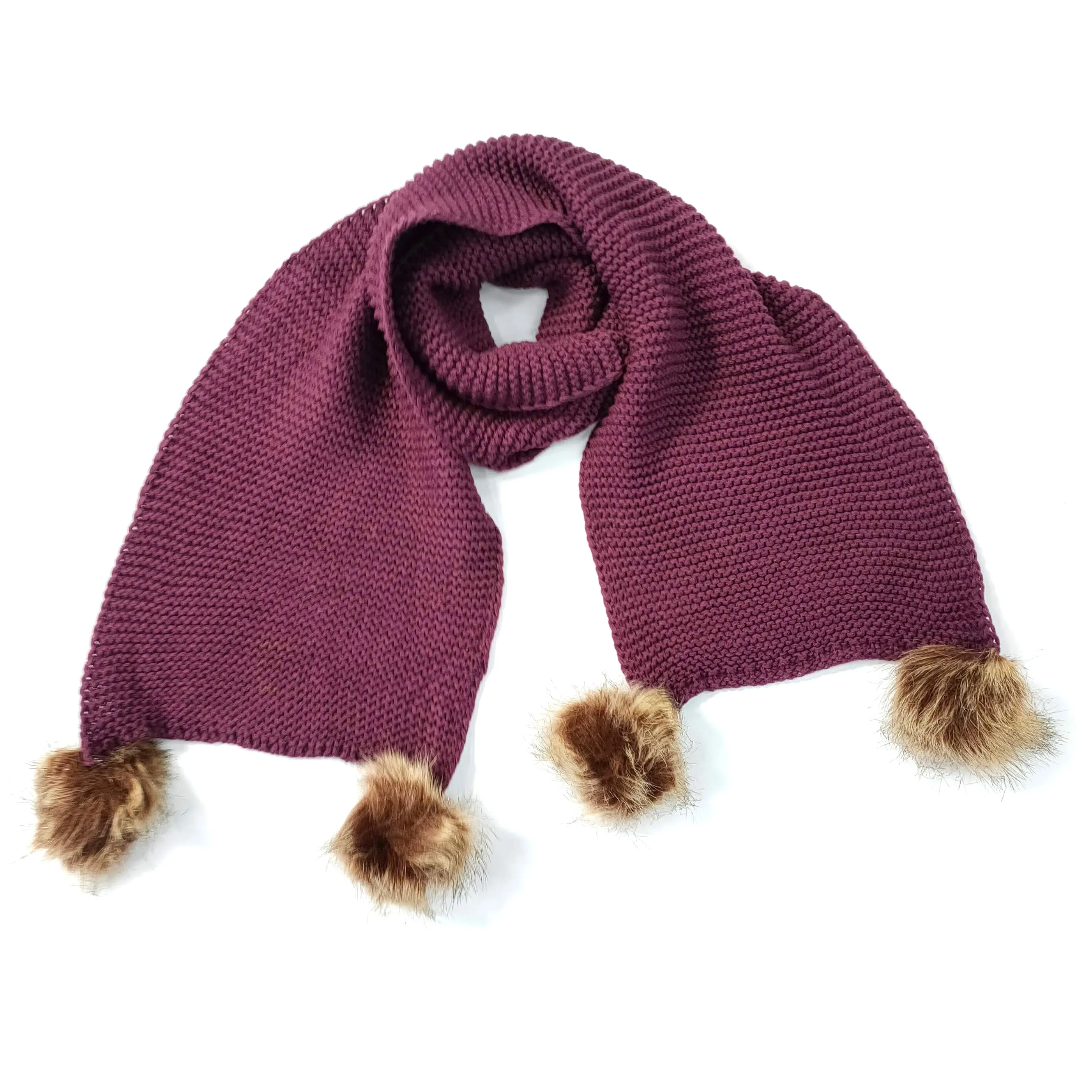 Bourkes - Wool Look Scarf with Faux Fur PomPom