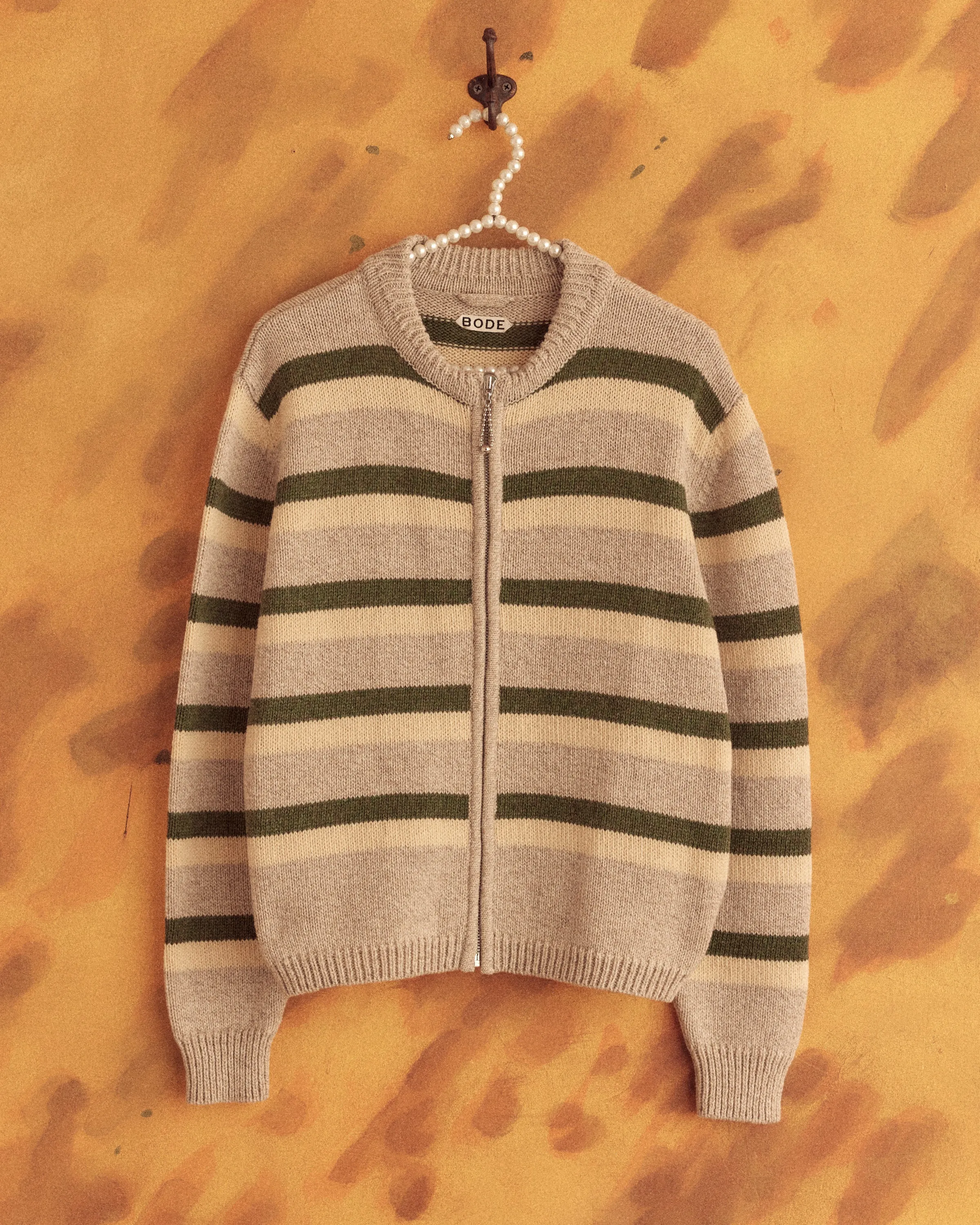 Brewster Cardigan - Tan/Green