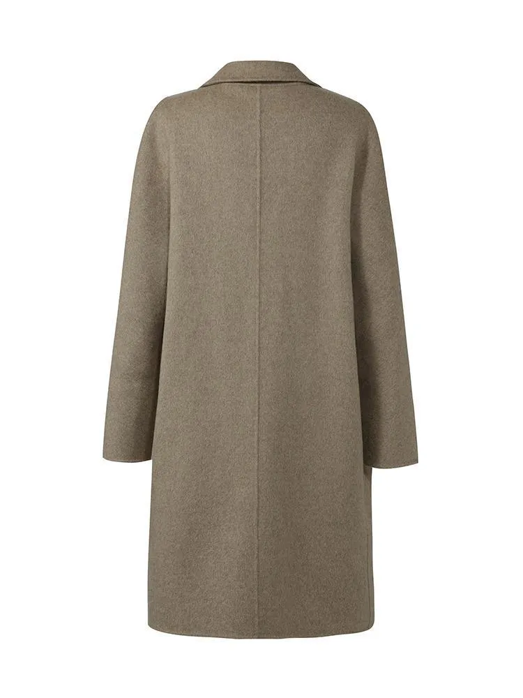 Brown Pure Cashmere Lapel Coat