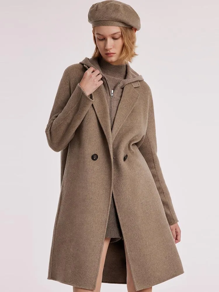 Brown Pure Cashmere Lapel Coat