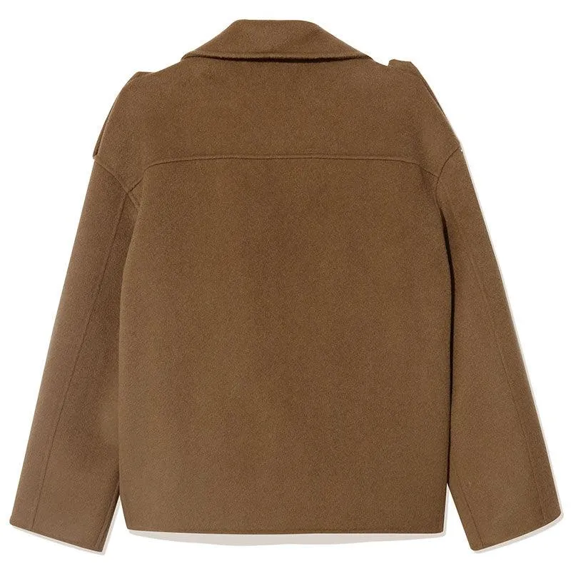 Brown Silk Crop Woolen Coat